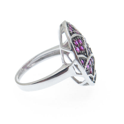 925 Sterling Silver Lab-Created Pink Sapphire Ring Size 7