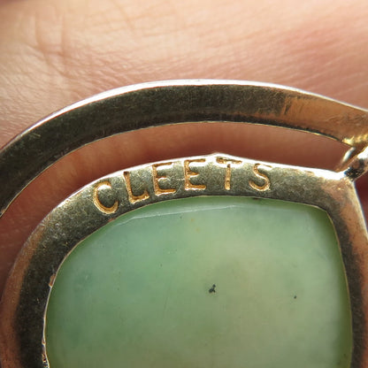 925 Sterling Silver Vintage Cleets Real Jade Gemstone Pendant
