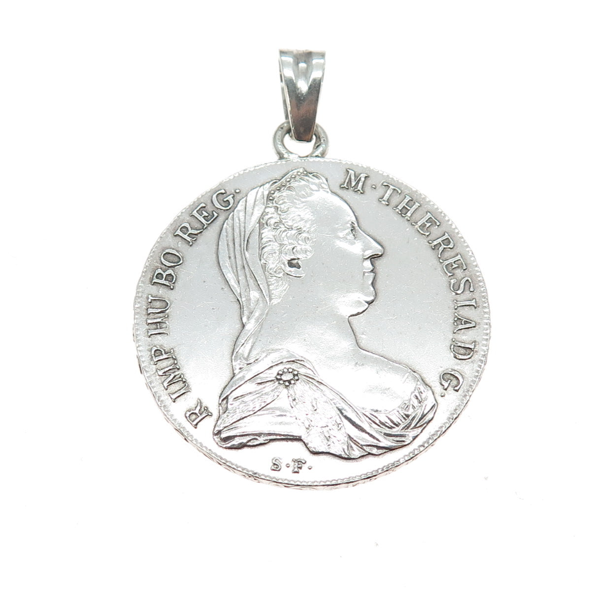 833 Silver Antique 1780 Austrian Empire 1 Thaler - Maria Theresia Coin Pendant