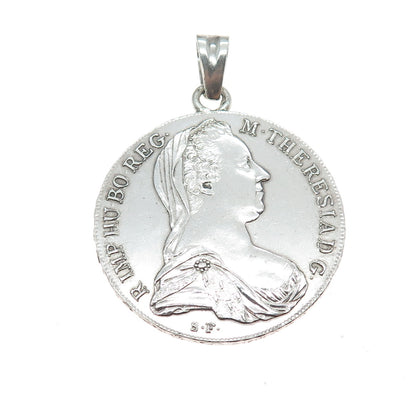 833 Silver Antique 1780 Austrian Empire 1 Thaler - Maria Theresia Coin Pendant