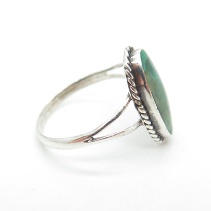 Old Pawn Sterling Silver Southwestern Kingman Turquoise Tribal Ring Size 5.25