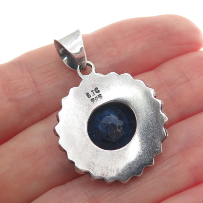 SAMUEL BENHAM BJC Sterling Silver Vintage Real Lapis Infinity Oxidized Pendant
