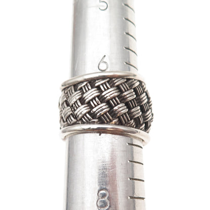 Suarti Bali 925 Sterling Silver Vintage Woven Oxidized Ring Size 7.25