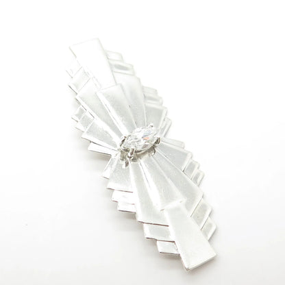 925 Sterling Silver Vintage C Z Bow Pin Brooch