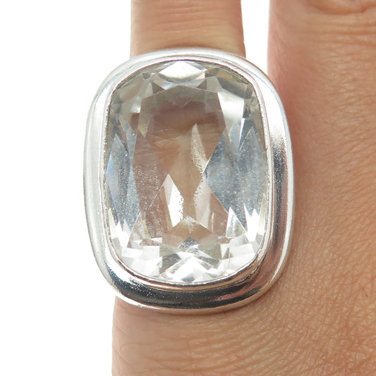 JGD JANICE GIRARDI 925 Sterling Silver Vintage Real White Topaz Ring Size 5