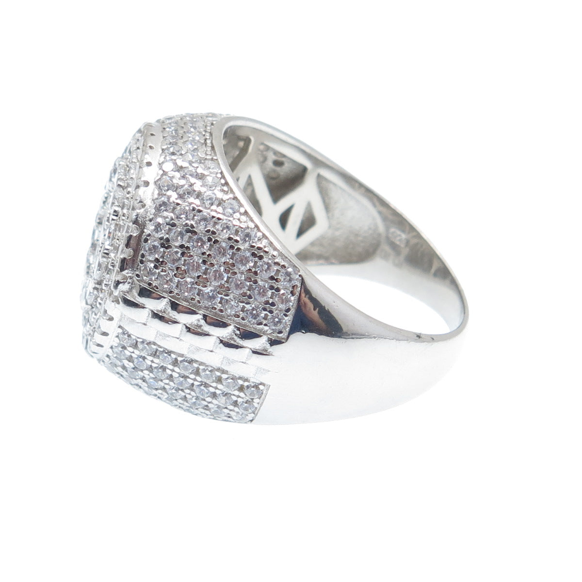 925 Sterling Silver Round-Cut Shaped C Z Sparkle Domed Ring Size 12