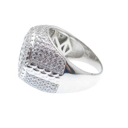 925 Sterling Silver Round-Cut Shaped C Z Sparkle Domed Ring Size 12