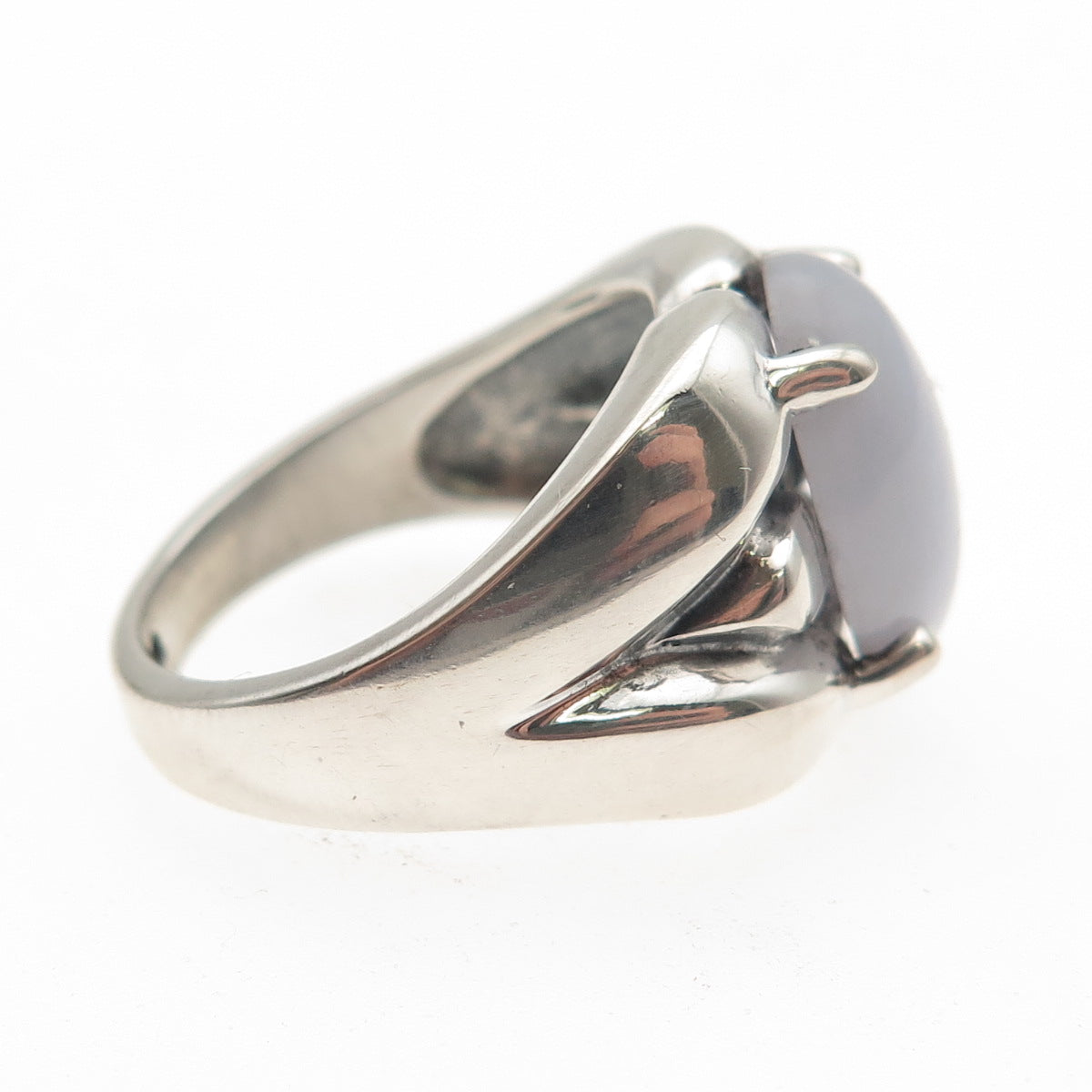 KABANA 925 Sterling Silver Vintage Real Lace Agate Modernist Ring Size 7