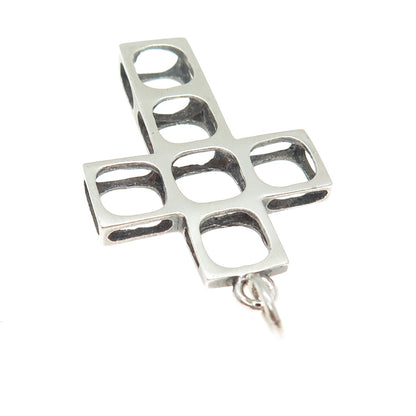 925 Sterling Silver Vintage Open Geometric Cross Pendant