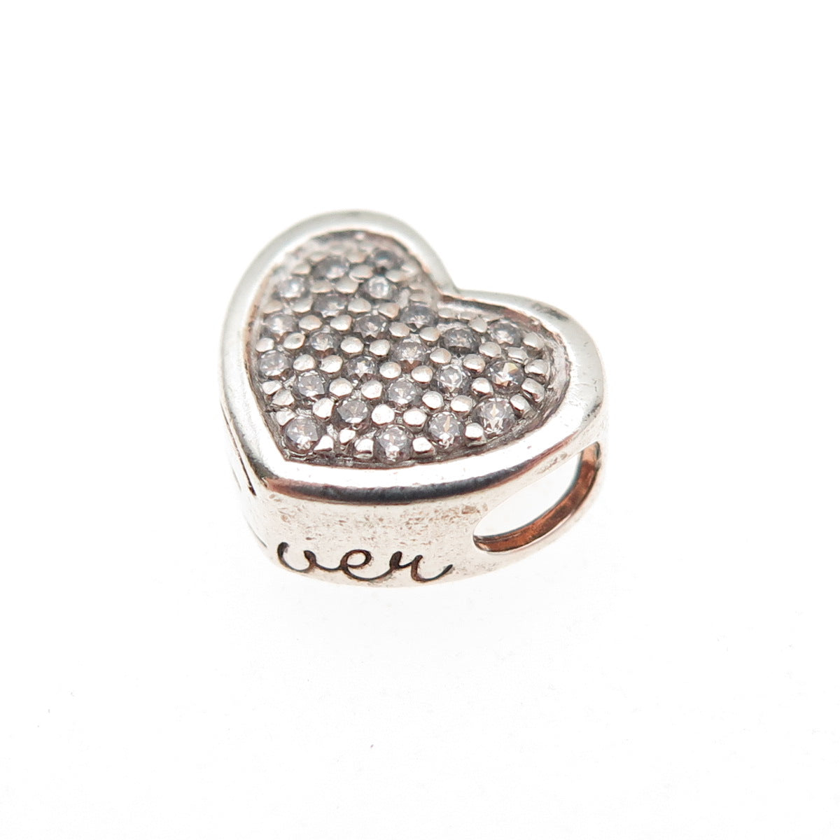 JCM Jacmel Mauritius 925 Sterling Silver C Z Heart Mini Slide Charm Pendant