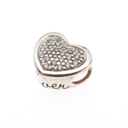 JCM Jacmel Mauritius 925 Sterling Silver C Z Heart Mini Slide Charm Pendant