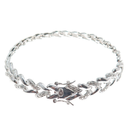 ROSS SIMONS 925 Sterling Silver Diamond Accent Herringbone Link Bracelet 7.25"