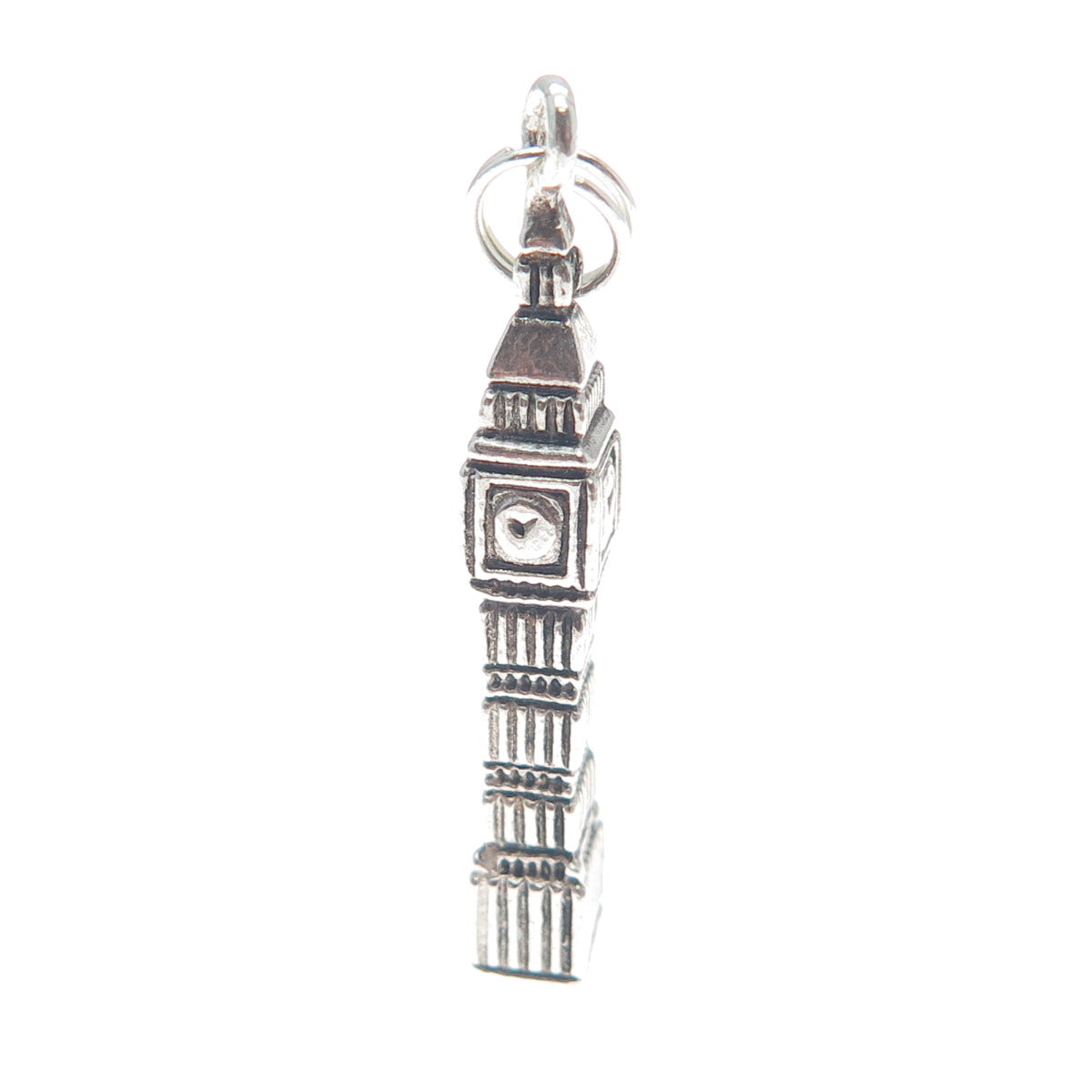 800 Silver Vintage Big Ben Minimalist 3D Charm Pendant