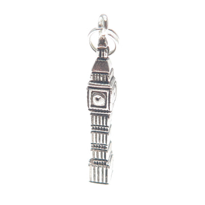800 Silver Vintage Big Ben Minimalist 3D Charm Pendant