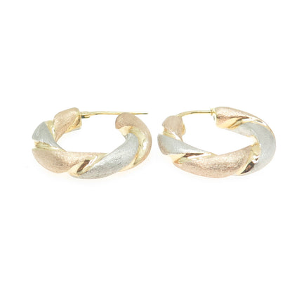 925 Sterling Silver Gold Plated 2-Tone Twisted Hoop Earrings