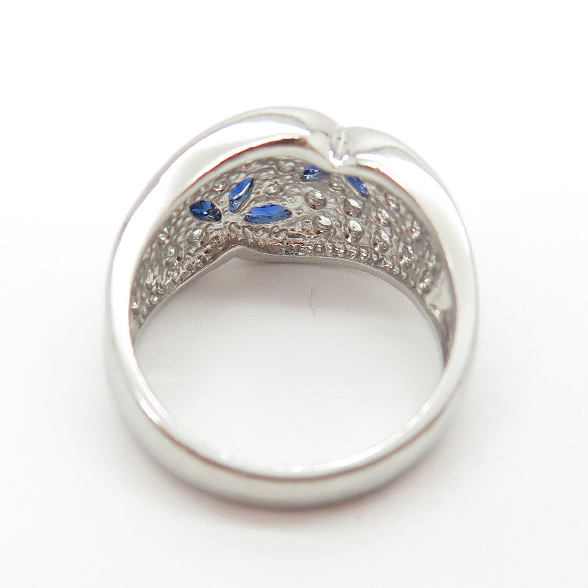 ROSS SIMONS 925 Sterling Silver Lab-Created Sapphire & C Z Ring Size 8.25