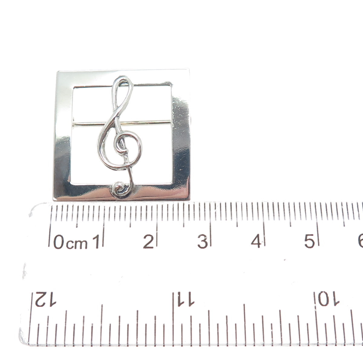 BEAU 925 Sterling Silver Vintage Treble Clef Music Note Pin Brooch