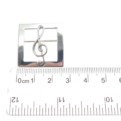 BEAU 925 Sterling Silver Vintage Treble Clef Music Note Pin Brooch