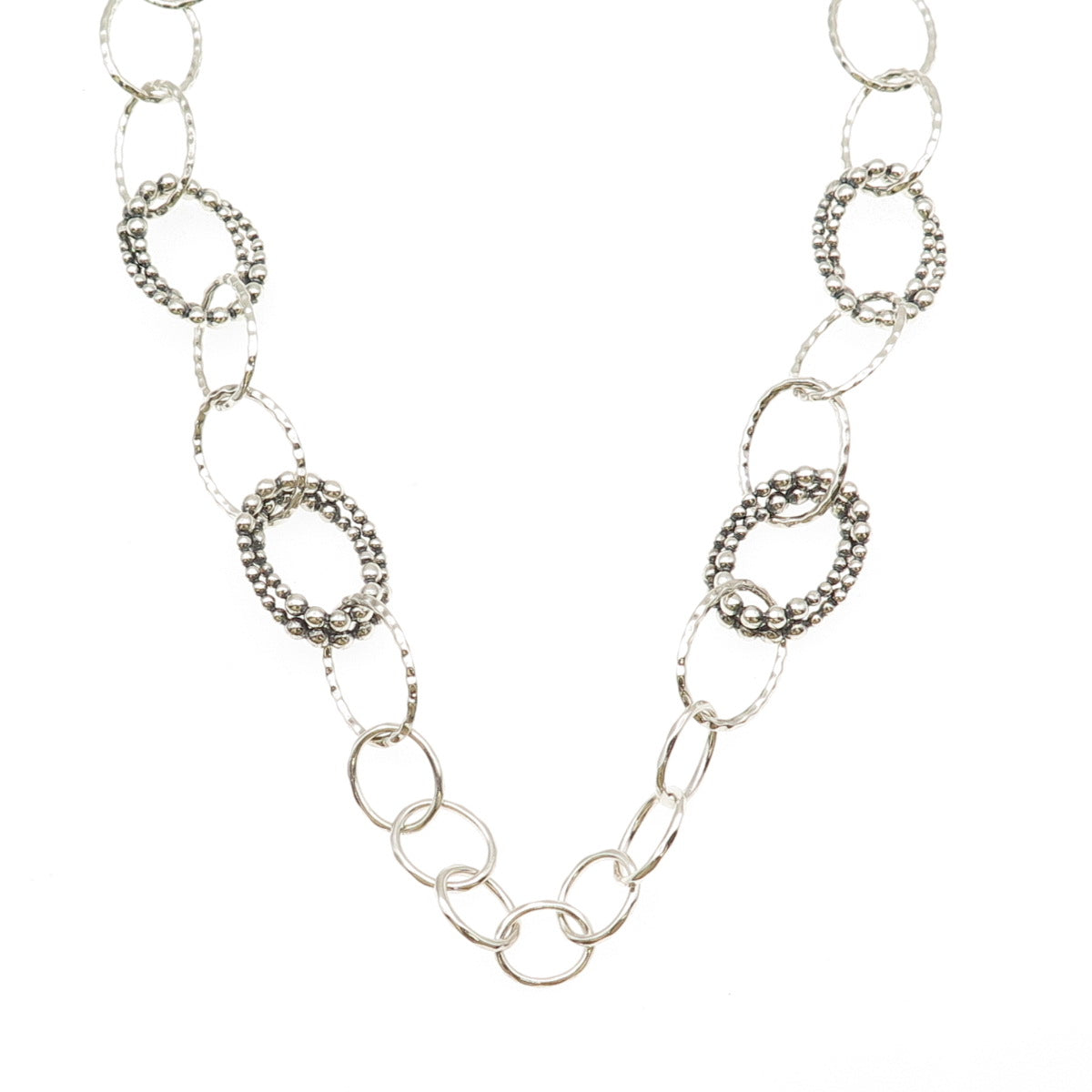 Michael Dawkins 925 Sterling Silver Beaded Multi-Circle Chain Necklace 18"