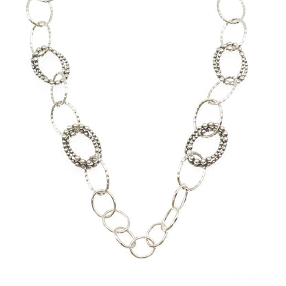 Michael Dawkins 925 Sterling Silver Beaded Multi-Circle Chain Necklace 18"