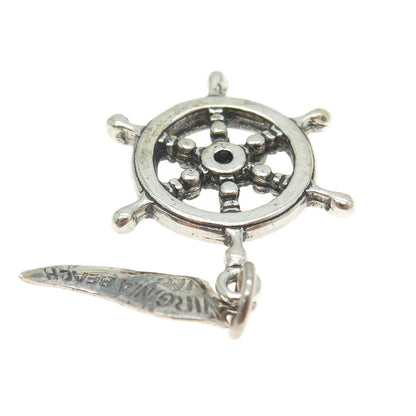 PACIFIC JEWELRY 925 Sterling Silver Vintage Steering Wheely 3D Pendant