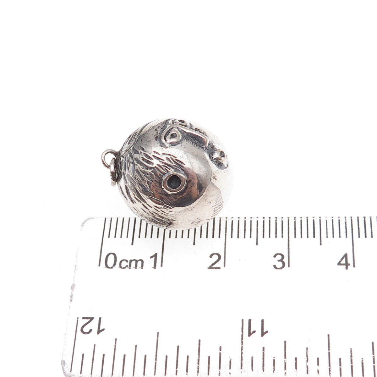 925 Sterling Silver Vintage Modernist Face Oxidized Charm Pendant