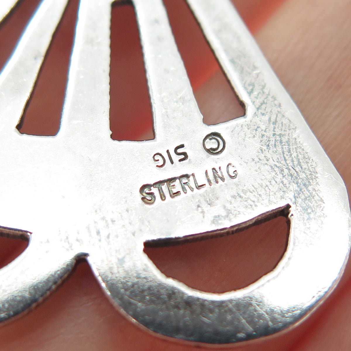 SIG Joseph Esposito 925 Sterling Silver Vintage Modernist Fan Pendant