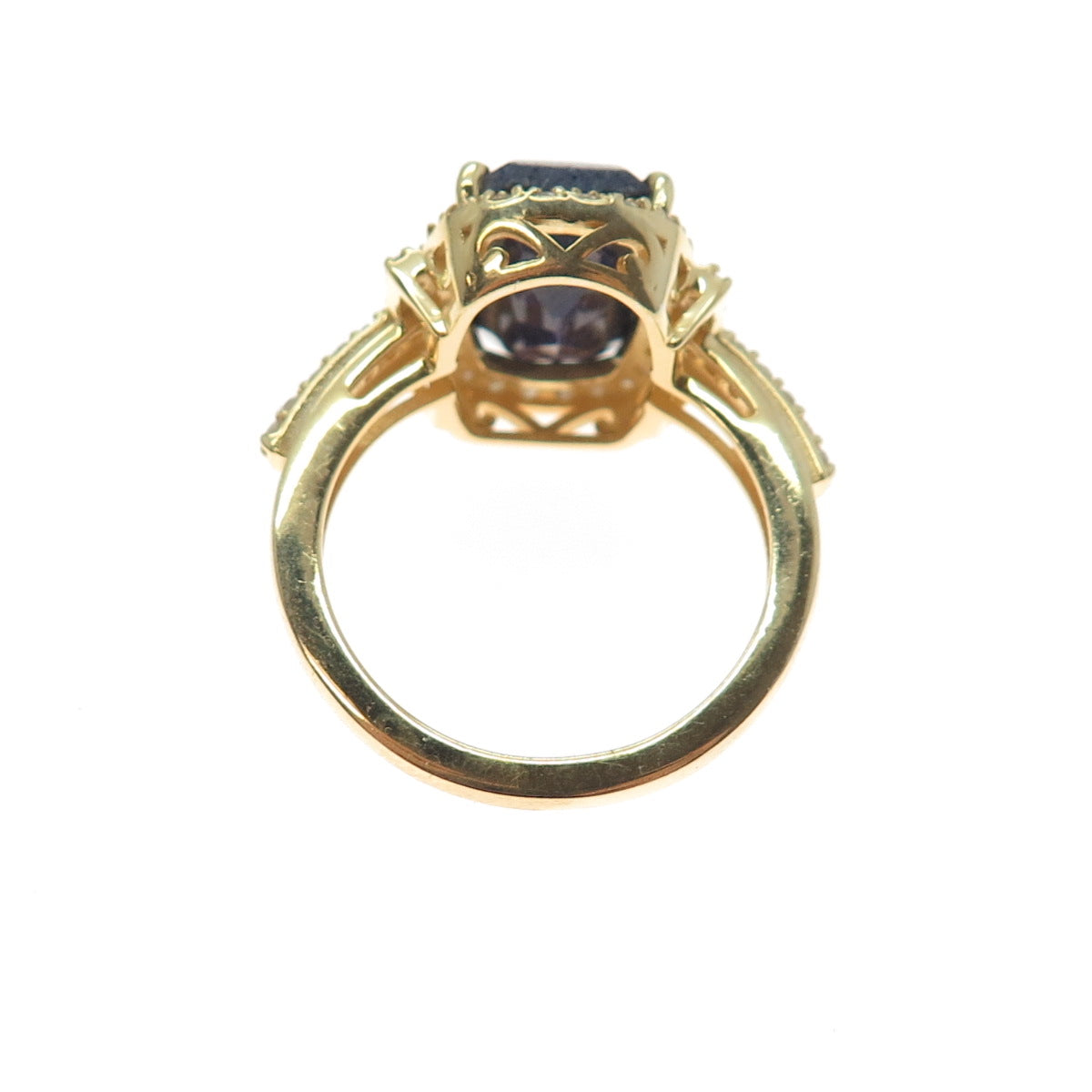 DSMK 925 Sterling Silver Gold Plated Real Diamond & Sapphire Ring Size 9.25