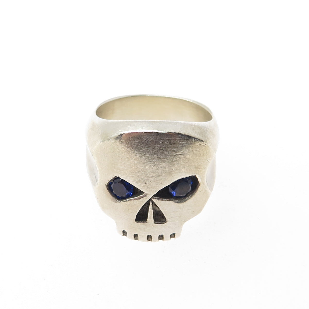 MJG MICHAEL JOHN GONNERING 925 Sterling Silver Vintage Spinel Skull Ring Size 10