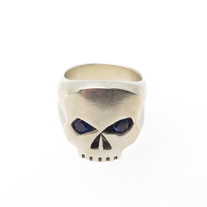 MJG MICHAEL JOHN GONNERING 925 Sterling Silver Vintage Spinel Skull Ring Size 10