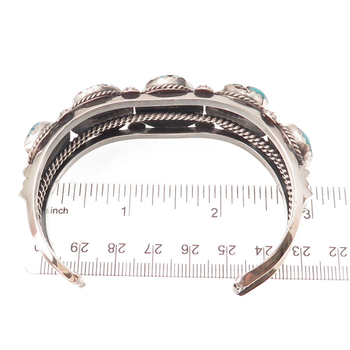 Calvin Spencer Navajo Old Pawn Sterling Vintage Turquoise Adjustable Bracelet 7"