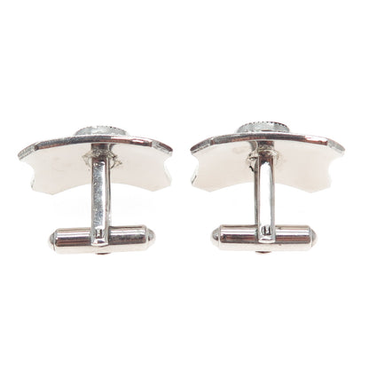 925 Sterling Silver Vintage PRK Real Round-Cut Black Onyx Cufflinks