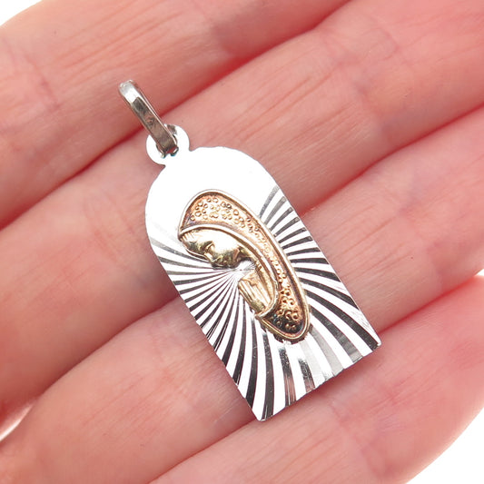 800 Silver 2-Tone Vintage Italy St. Mary Religious Charm Pendant