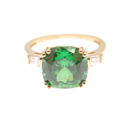 JCL Colleen Lopez 925 Sterling Silver Gold Plated Green & White C Z Ring Size 8