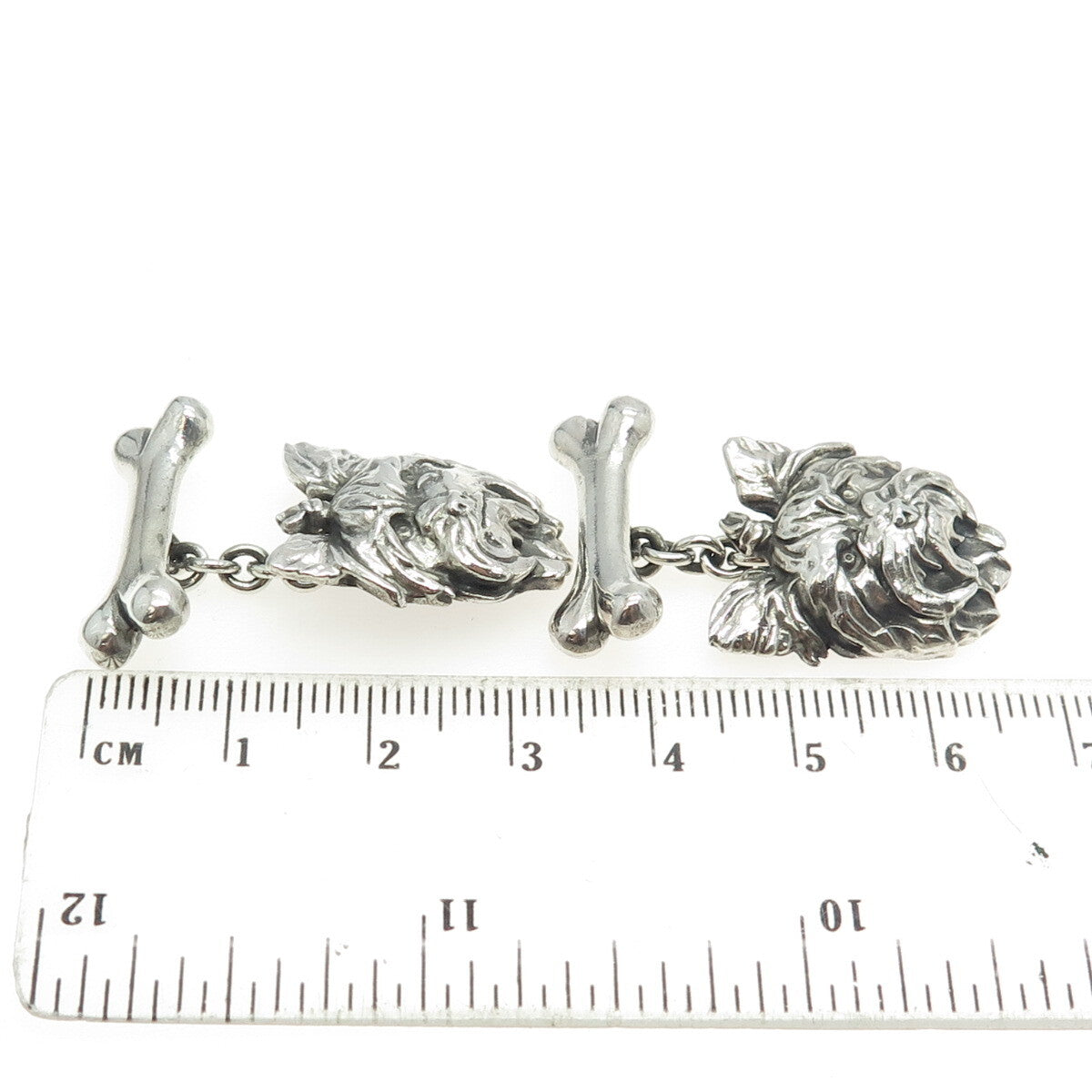 925 Sterling Silver Vintage Yorkshire Terrier Oxidized Cufflinks