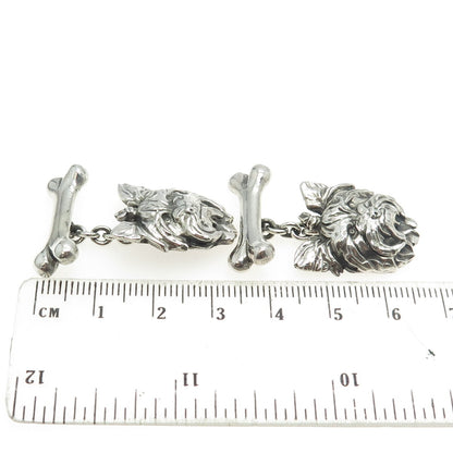 925 Sterling Silver Vintage Yorkshire Terrier Oxidized Cufflinks