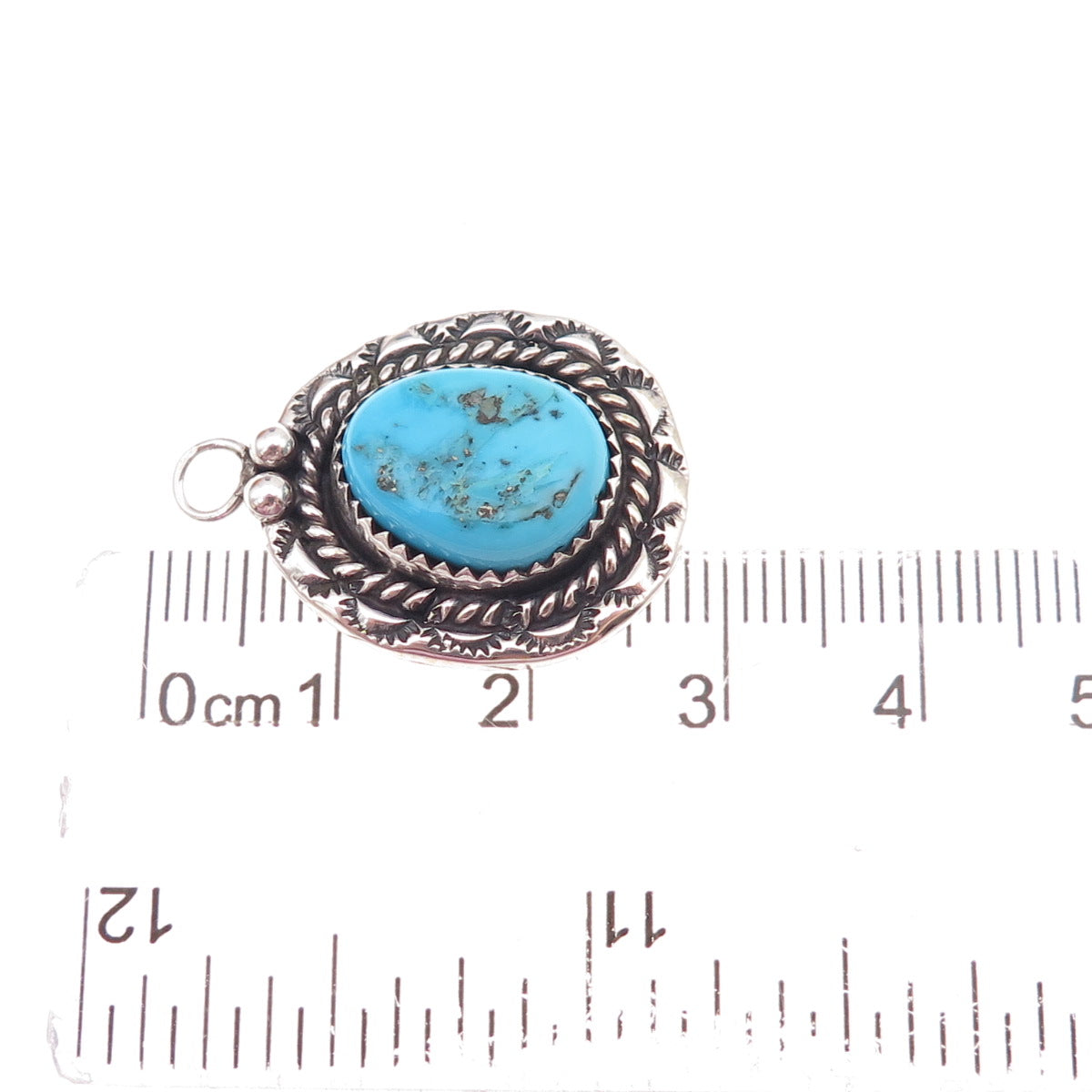Lorencita Garcia Old Pawn 925 Sterling Silver Vintage Turquoise Charm Pendant