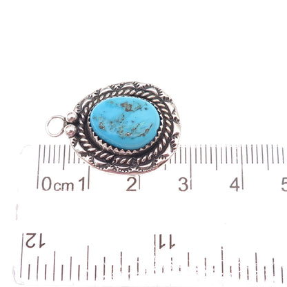 Lorencita Garcia Old Pawn 925 Sterling Silver Vintage Turquoise Charm Pendant