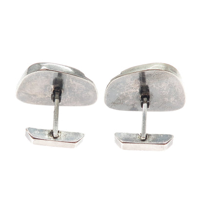 BUD COLIN 925 Sterling Silver Vintage Real Agate Modernist Oxidized Cufflinks