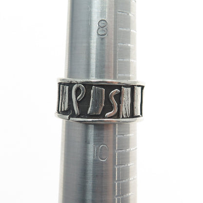 925 Sterling Silver Vintage Modernist Oxidized Band Ring Size 9.5