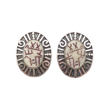 ZEALANDIA 925 Sterling Silver Vintage Minoan Crete Oxidized Earrings