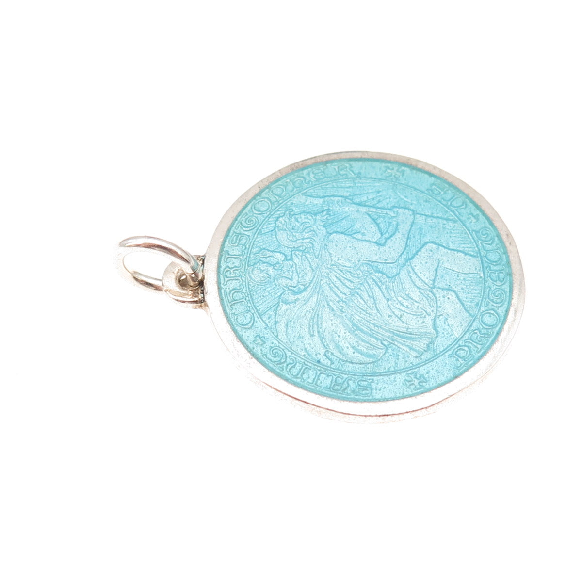 Charles Thomae 925 Sterling Silver Vintage Enamel St. Christopher Charm Pendant