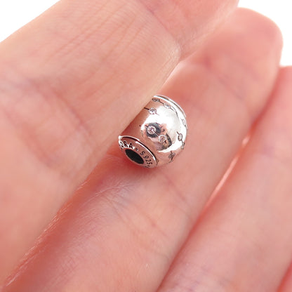 Pandora 925 Sterling Silver C Z Essence Collection Trust Slide Bead Charm