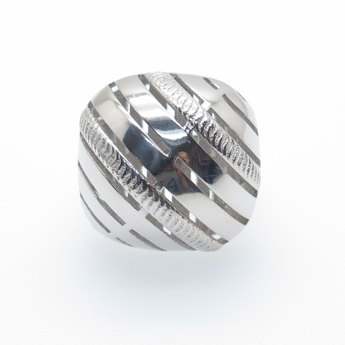 925 Sterling Silver Italy Modernist Ribbed Dome Ring Size 7.75