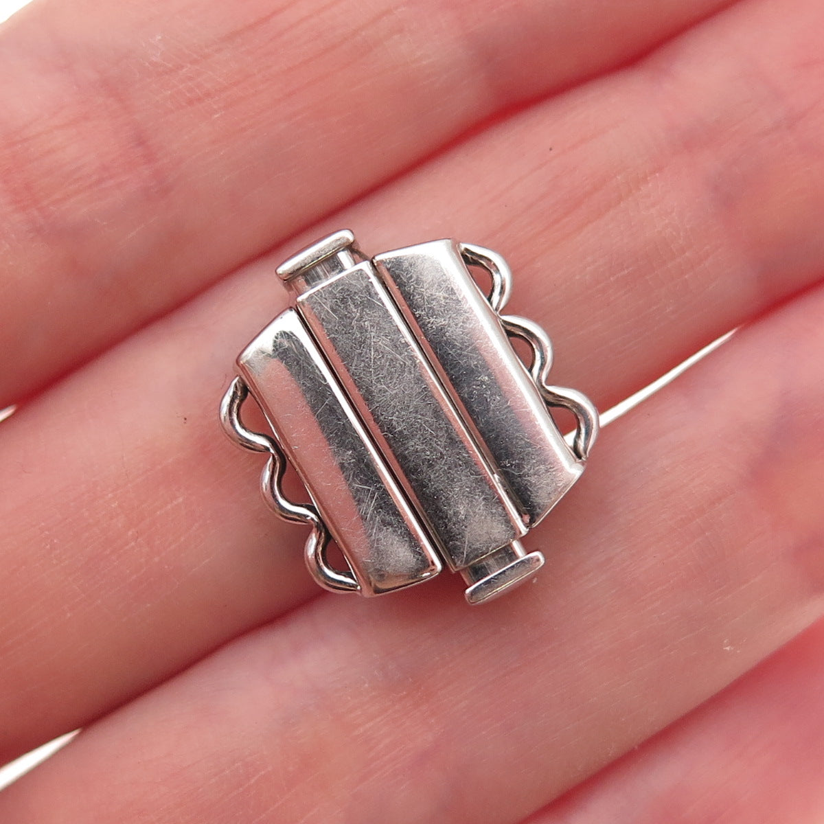 925 Sterling Silver Vintage Bracelet / Necklace Jewelry Push Lock Clasp