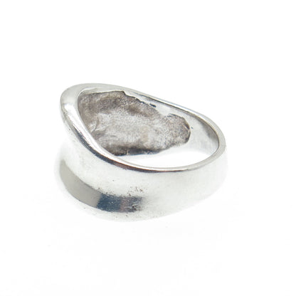 925 Sterling Silver Vintage Modernist Wavy Oxidized Ring Size 6.75
