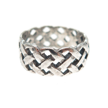 925 Sterling Silver Vintage Woven Oxidized Band Ring Size 4.75
