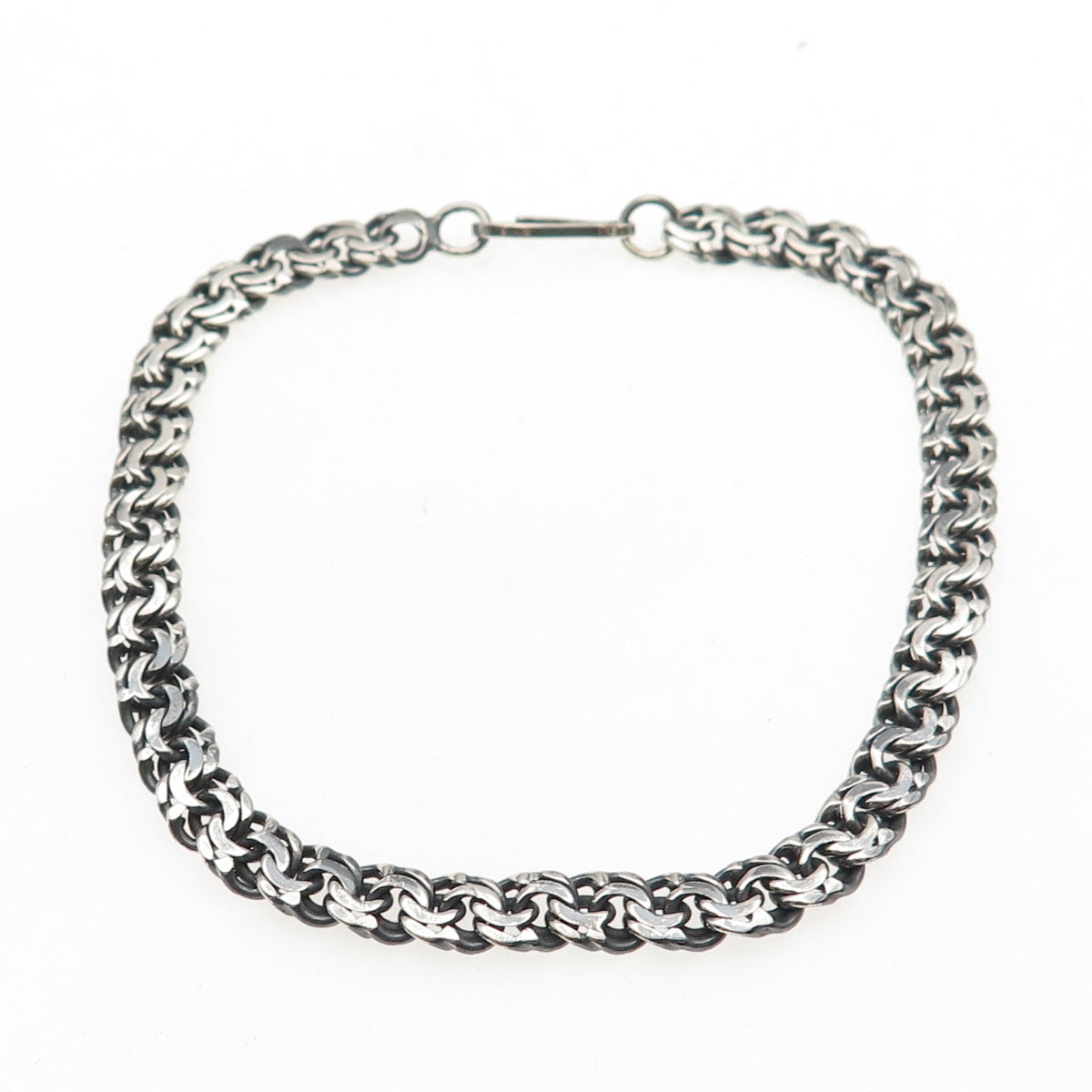 925 Sterling Silver Vintage Oxidized Bismark Link Bracelet 8.75"