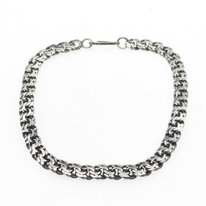 925 Sterling Silver Vintage Oxidized Bismark Link Bracelet 8.75"