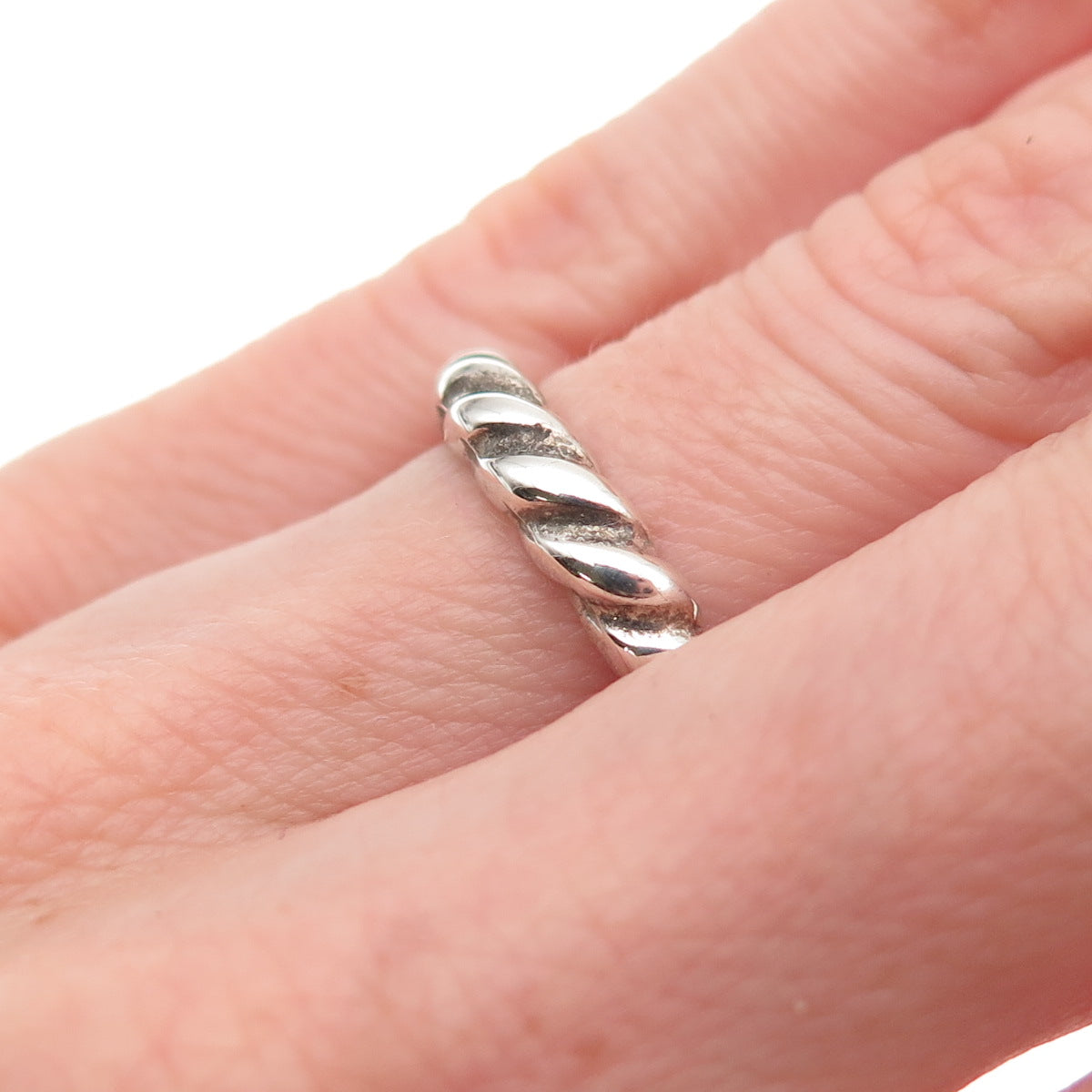 925 Sterling Silver Vintage Rope Oxidized Band Ring Size 5.75